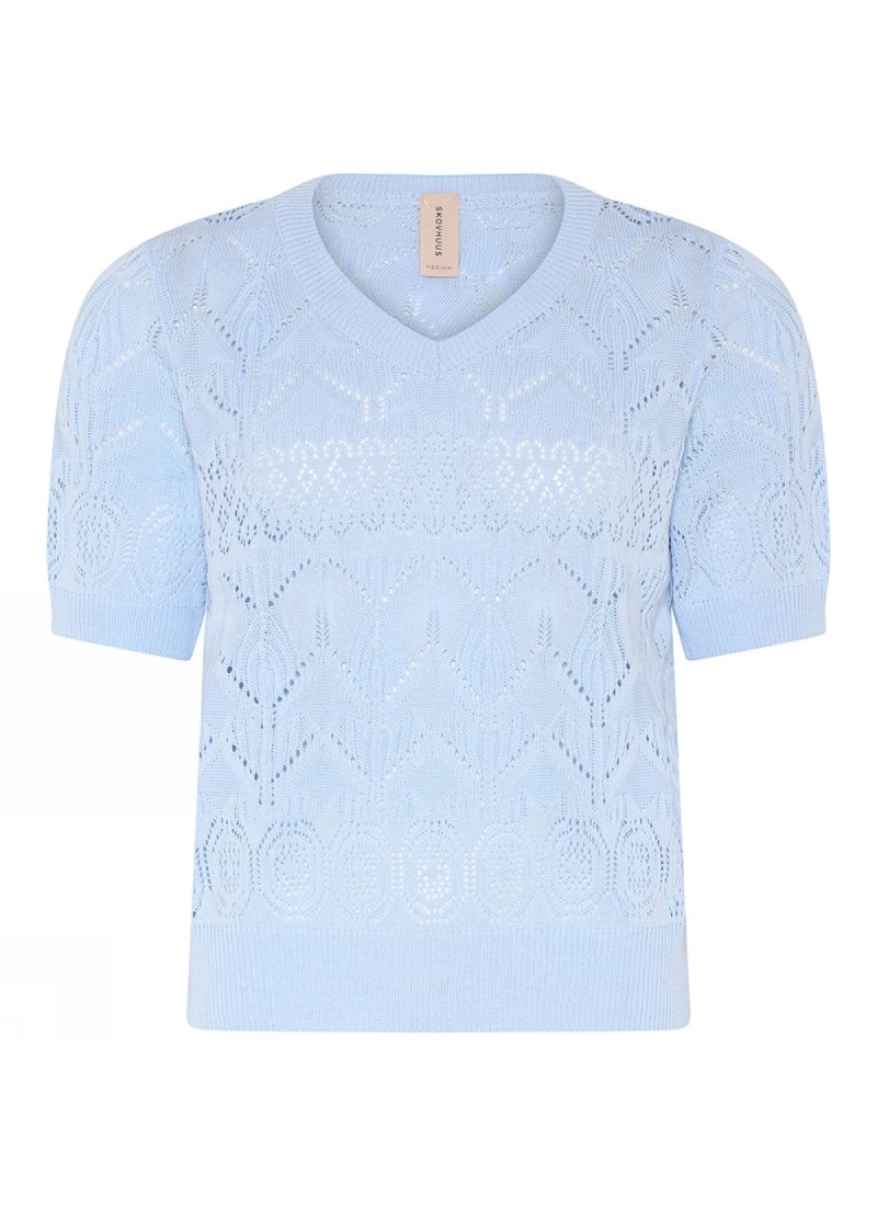 3437 Openwork V-neck blouse