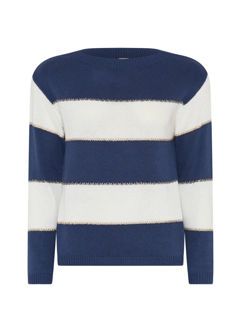 3702 Block striped o-neck pull