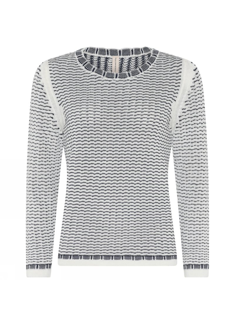 3749 Waving striped o-neck pul