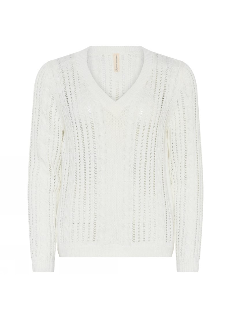 3764 Openwork V-neck pullover