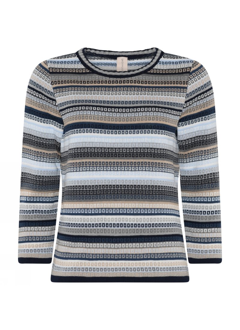 3842 3/4 sleeve jaquard pullov