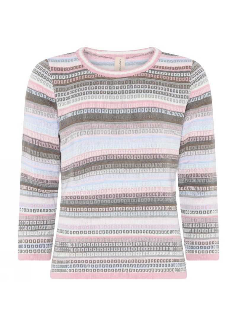 3842 3/4 sleeve jaquard pullov