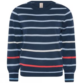 3864 Sporty striped o-neck pul