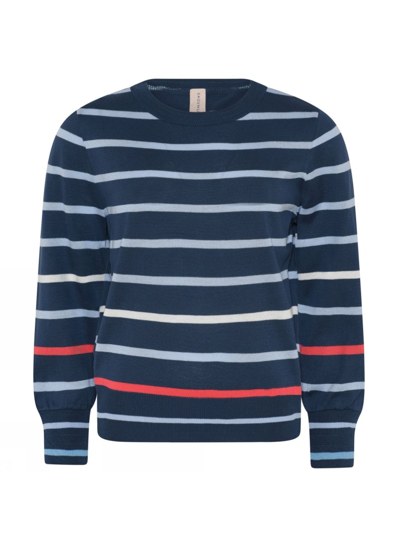 3864 Sporty striped o-neck pul