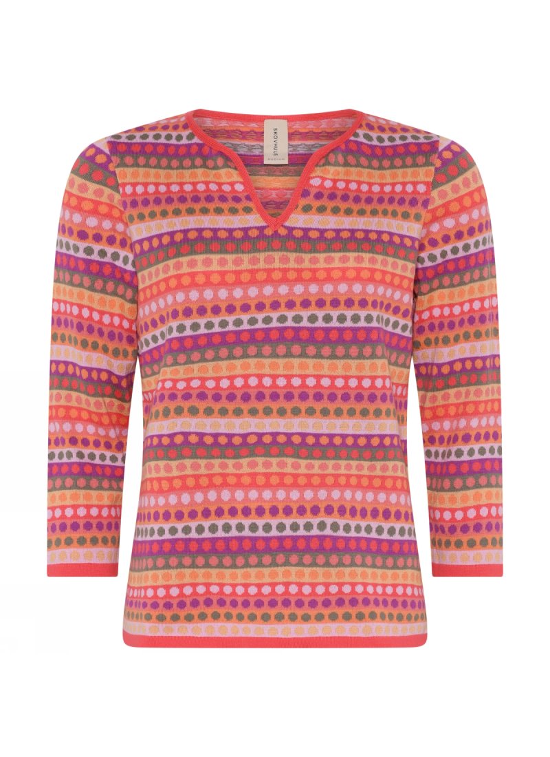 3866 Dotted 3/4 sleeve pullove