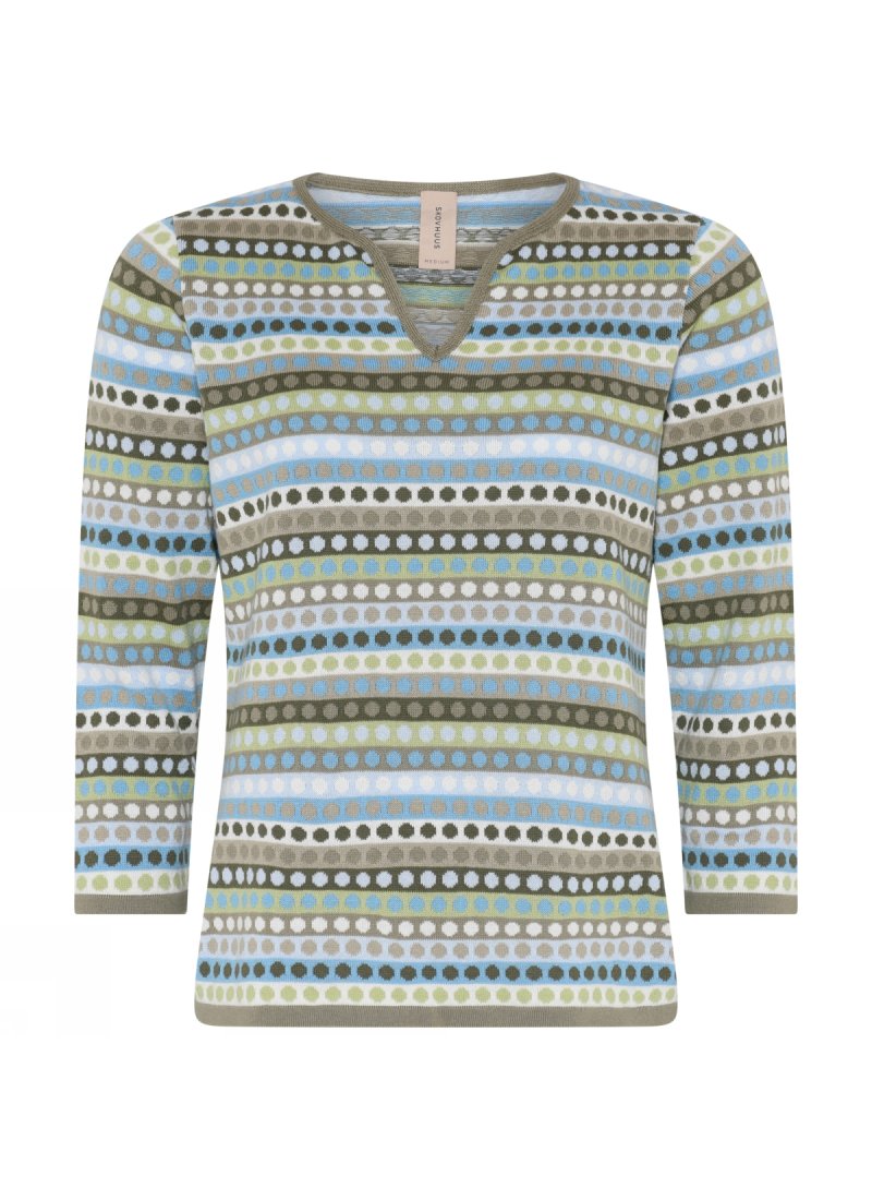 3866 Dotted 3/4 sleeve pullove