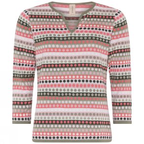 3866 Dotted 3/4 sleeve pullove