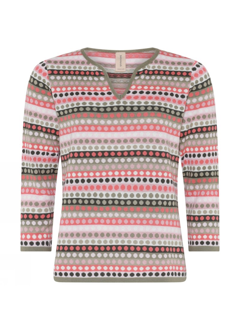 3866 Dotted 3/4 sleeve pullove