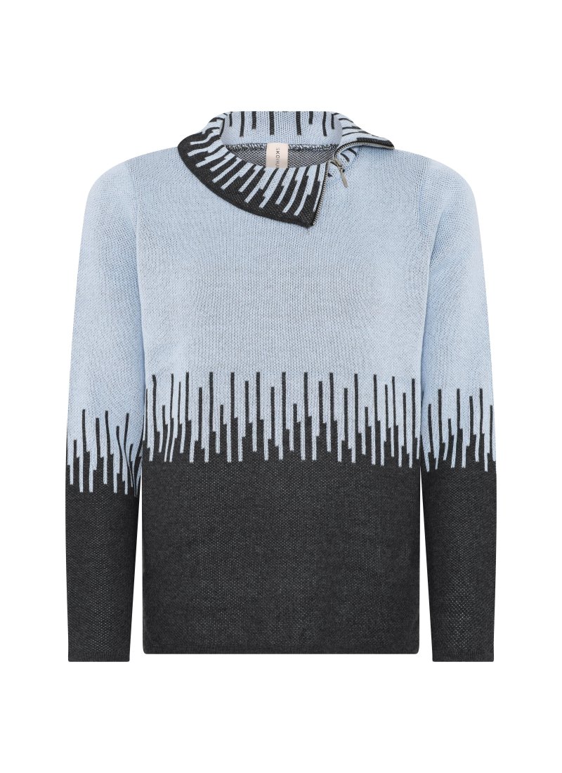 4043 Zipped collar jaquard pul