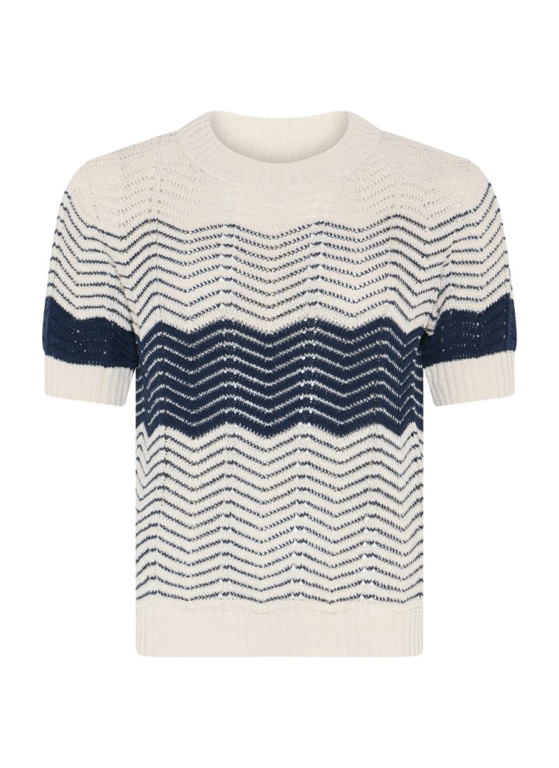 4124 Waving striped O-neck T-s