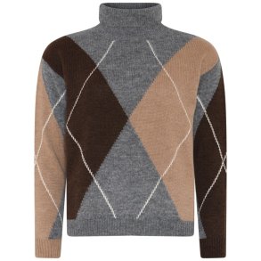 4303 Roll-neck argyle pullover