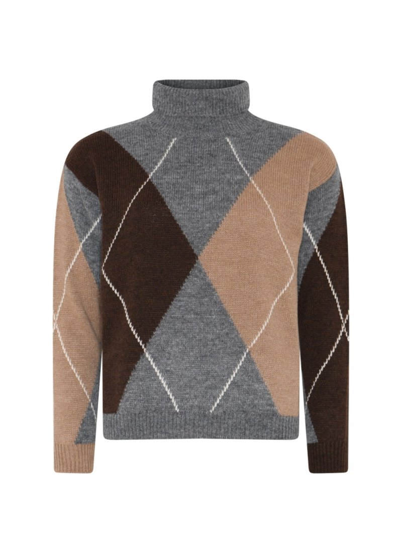 4303 Roll-neck argyle pullover