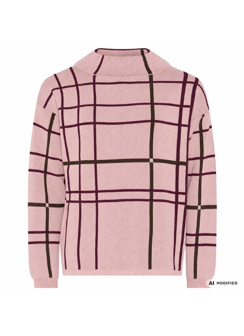 4344 Checked turtleneck pullov