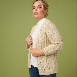 3322 Openwork V-neck cardigan