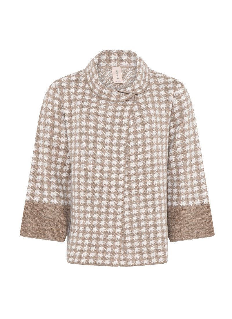 3503 Checked wool cape cardiga