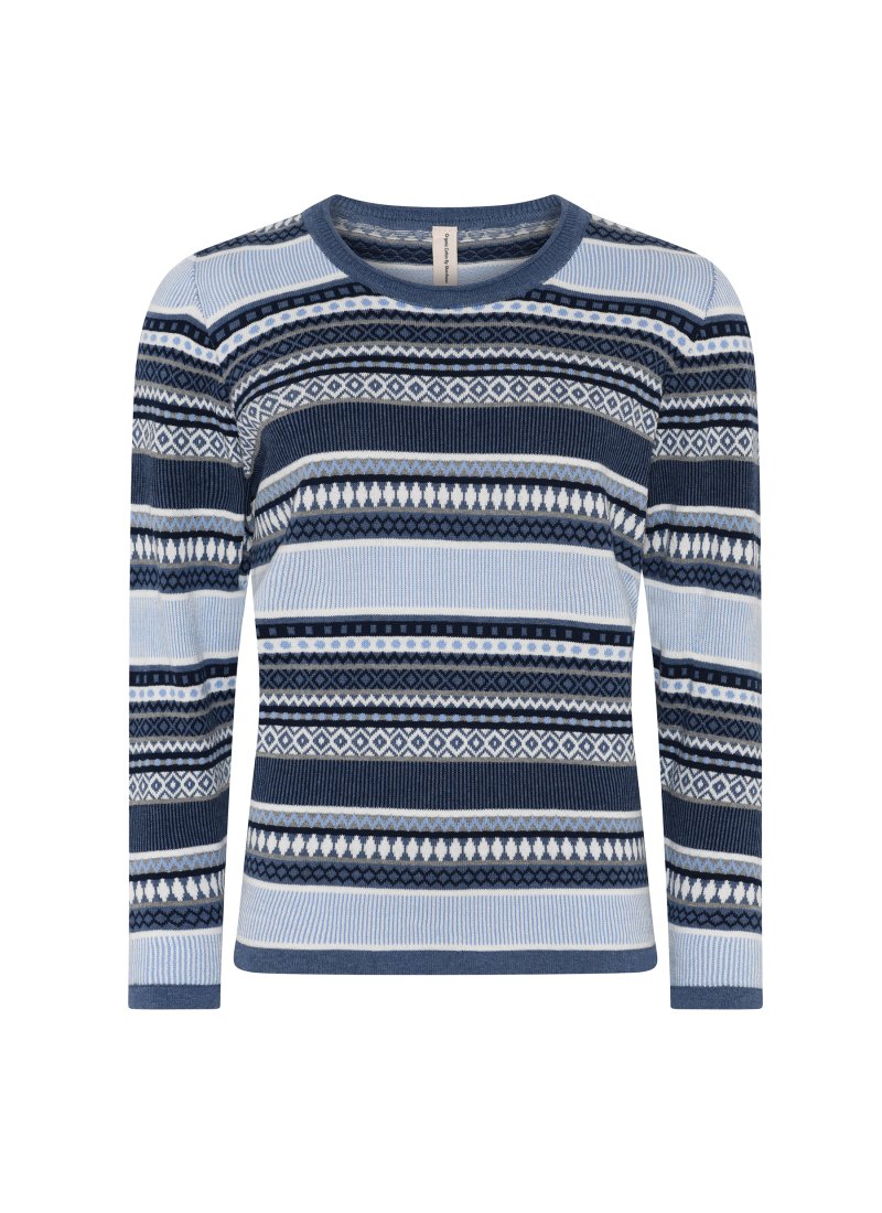 3544 Multi jaquard o-neck pull