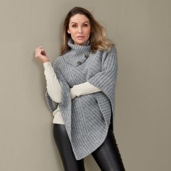 3130 Ribstitch poncho w. drop 