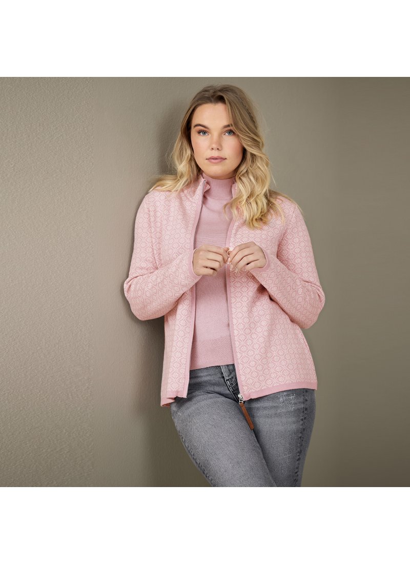 3164 Jaquard zipped cardigan