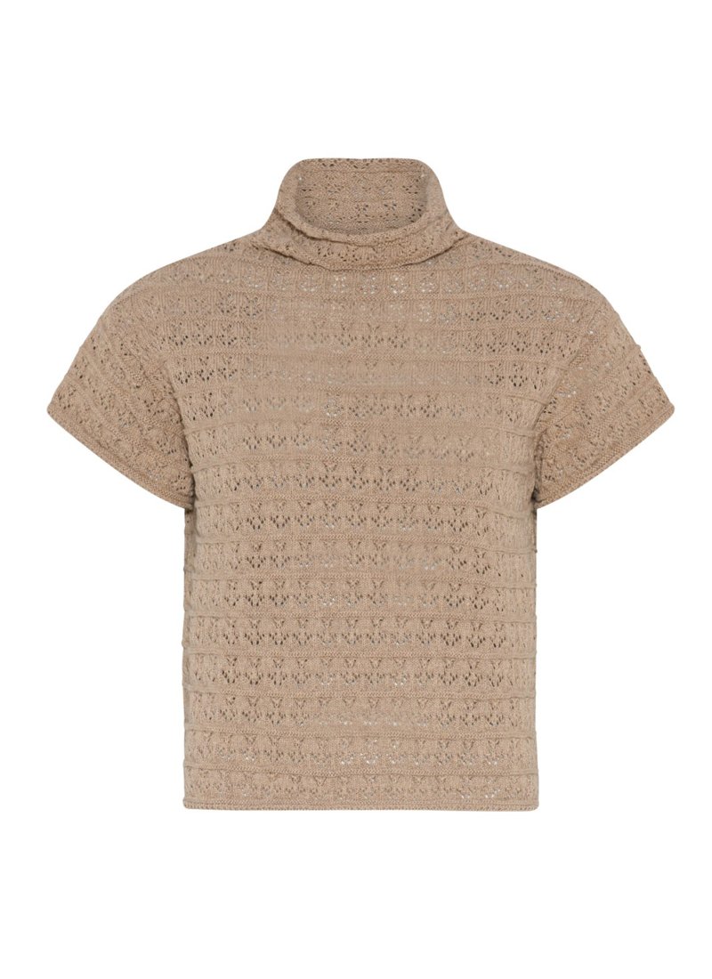 3328 Openwork short sleeve Top