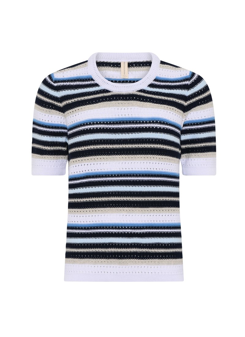 3372 Openwork striped t-shirt