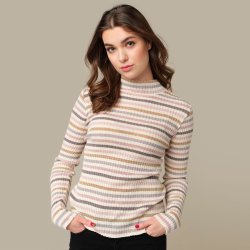 3664 Striped ribknit pullover