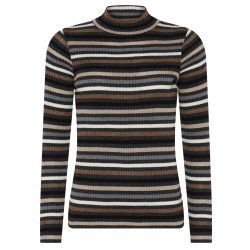 3664 Striped ribknit pullover