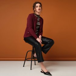 3664 Striped ribknit pullover