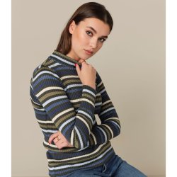 3664 Striped ribknit pullover